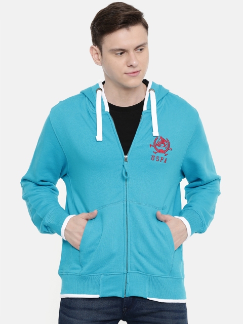 

U.S. Polo Assn. Men Blue Solid Hooded Sweatshirt