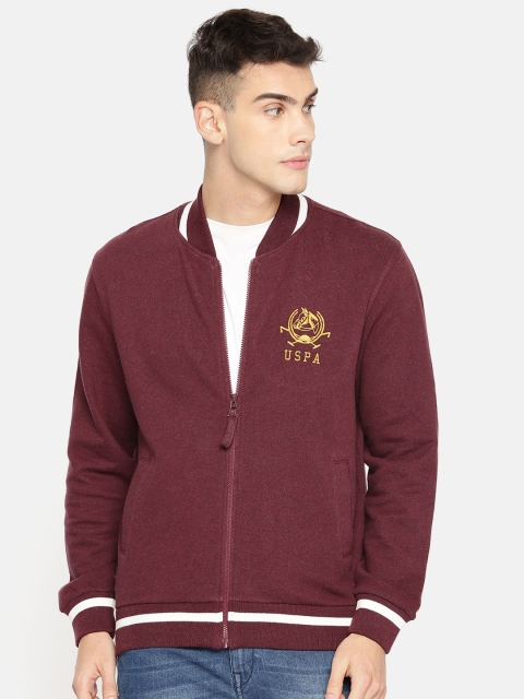 

U.S. Polo Assn. Men Maroon Solid Sweatshirt
