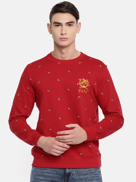 

U.S. Polo Assn. Men Red Printed Sweatshirt