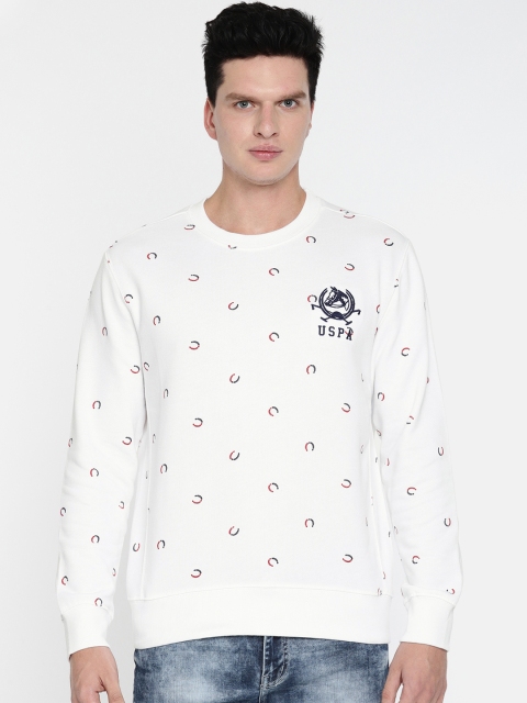 

U.S. Polo Assn. Men White Printed Sweatshirt