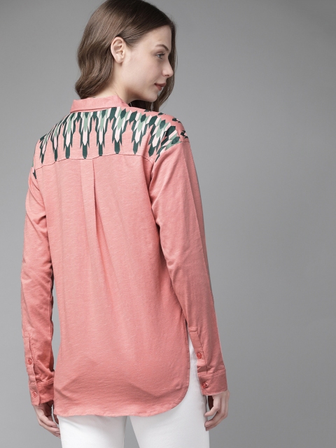 

Roadster Women Pink Regular Fit Solid Casual Knitted Shirt