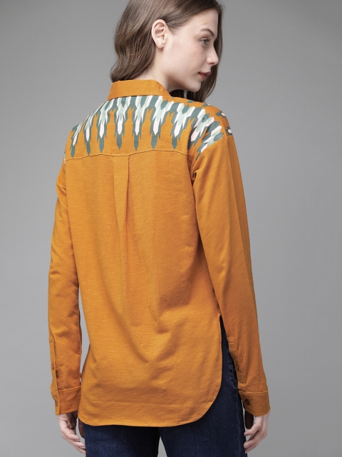 

Roadster Women Mustard Yellow Regular Fit Solid Casual Knitted Shirt
