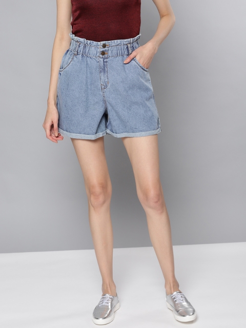 

Trend Arrest Women Blue Washed Loose Fit Denim Shorts