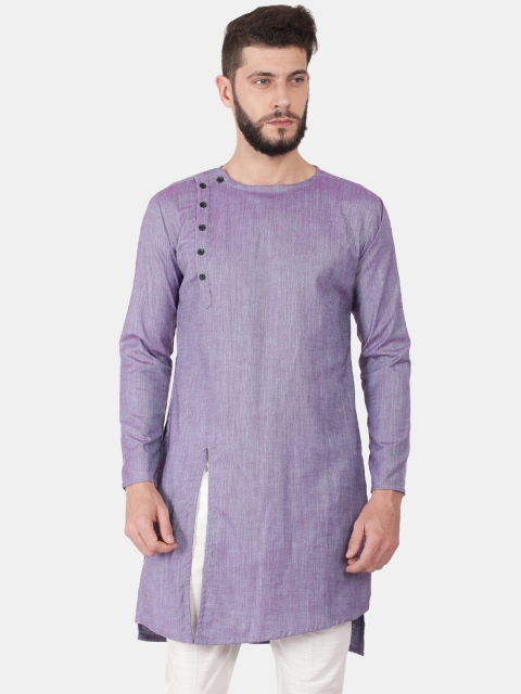 

Svanik Men Purple & Pink Solid Straight Kurta