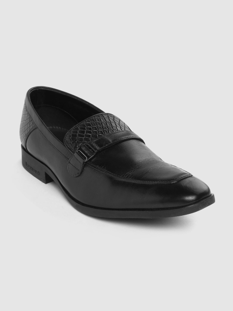 

Blackberrys Men Black Solid Formal Leather Slip-Ons with Textured Detail