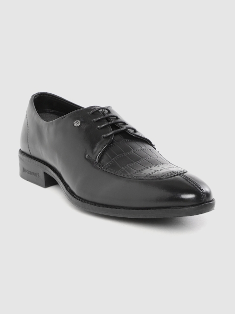 

Blackberrys Men Black Croc Textured Leather Formal Derbys