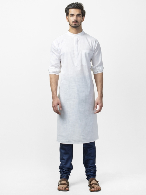 

Fabindia Men White Solid Comfort Fit Straight Kurta