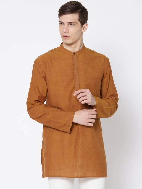 

Fabindia Men Mustard Brown Solid Straight Kurta