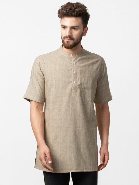 

Fabindia Men Brown Woven Design Straight Kurta
