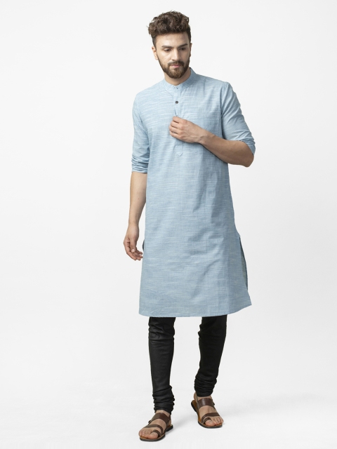 

Fabindia Men Blue Woven Design Straight Kurta