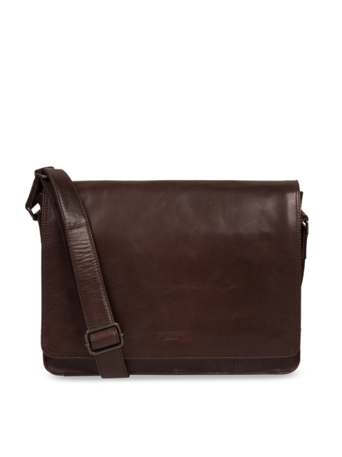 

PURE LUXURIES LONDON Men Coffee Brown Conkca Genuine Leather Zagallo Messenger Bag