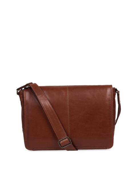 

PURE LUXURIES LONDON Men Brown Conkca Range Genuine Leather Leao Messenger Bag