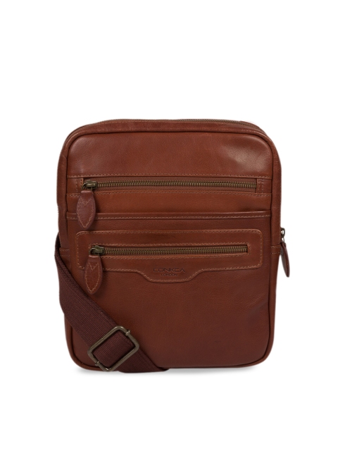 

PURE LUXURIES LONDON Men Brown Solid Jairizinho Genuine Leather Messenger Bag