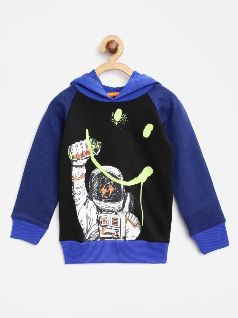 

Lazy Shark Boys Black & Blue Printed Hooded Sweatshirt