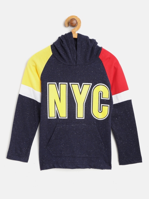 

Lazy Shark Boys Navy Blue Printed Hooded T-shirt