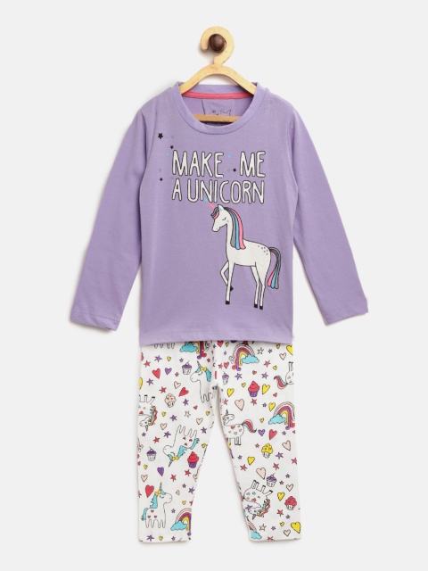 

Lazy Shark Girls Lavender & White Printed Night Suit LSTF0200-78