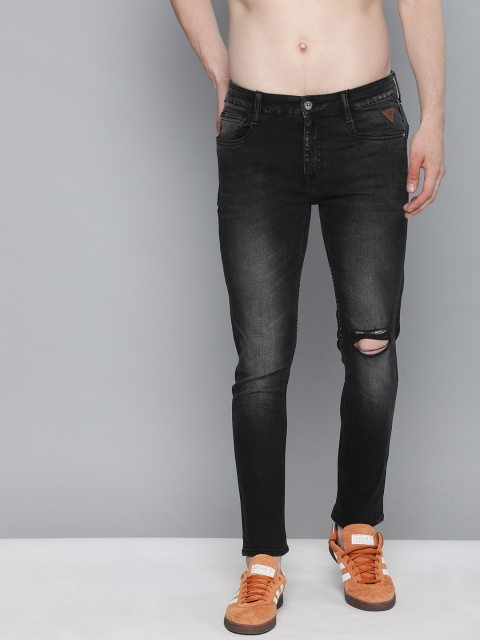 

Harvard Men Black Skinny Fit Mid-Rise Slash Knee Stretchable Jeans