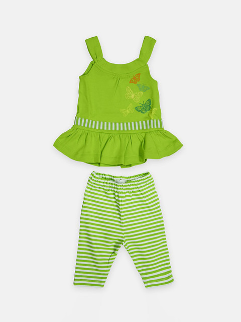 

Babysafe Girls Green Printed Sustainable Top with Trousers