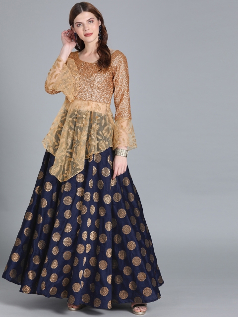 

EthnoVogue Navy Blue Made to Measure Lehenga with Blouse