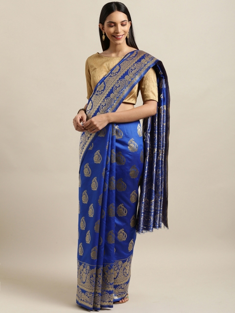 

PACHE Blue Art Silk Woven Design Banarasi Saree