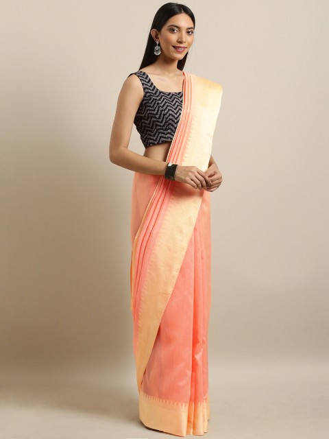 

PACHE Peach-Coloured Woven Design Pure Silk Saree