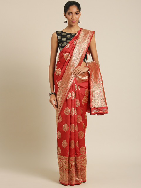 

PACHE Red & Gold-Coloured Pure Silk Woven Design Banarasi Saree