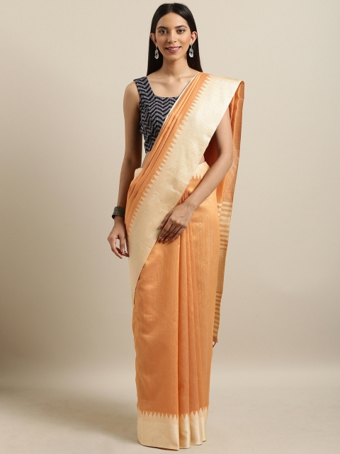 

PACHE Beige Solid Silk Cotton Saree