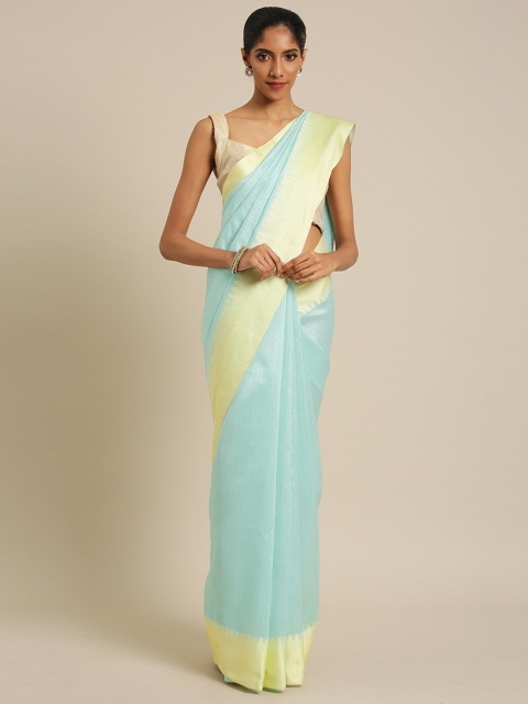 

PACHE Blue Solid Silk Blend Saree