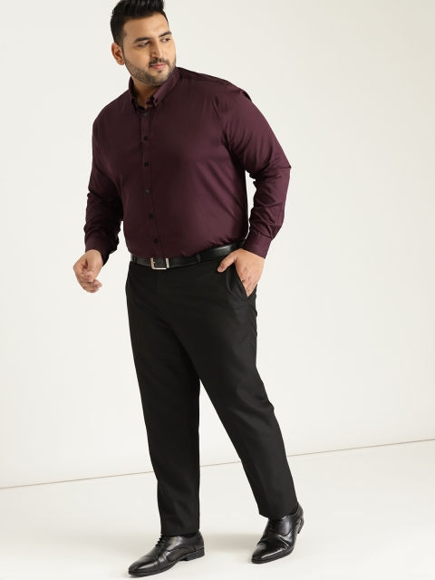 

Sztori Plus Size Men Burgundy Regular Fit Solid Formal Shirt