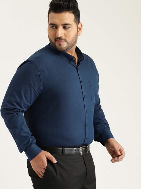 

Sztori Plus Size Men Navy Blue Self Design Formal Shirt