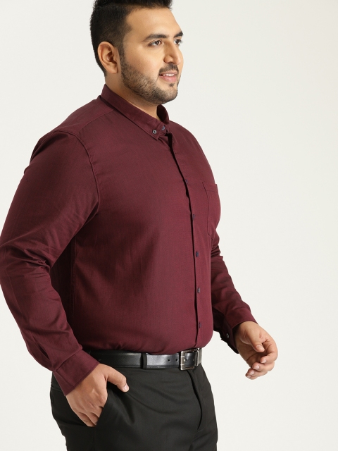 

Sztori Plus Size Men Maroon Self Design Formal Shirt
