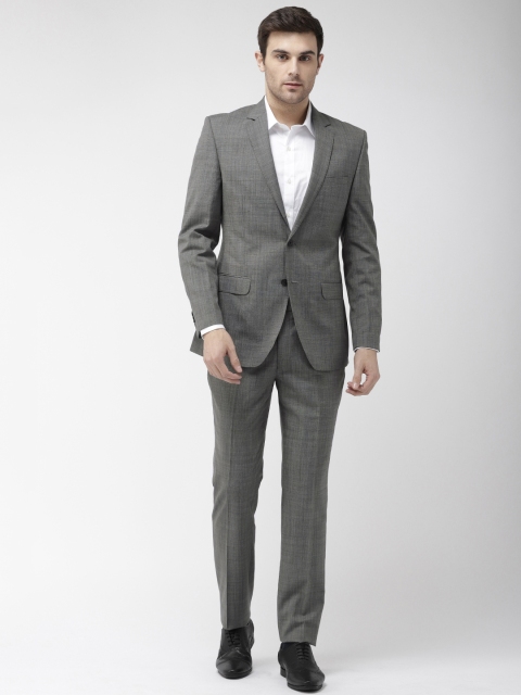 

Park Avenue Men Grey Self Design Single-Breasted Slim Fit Formal Suit