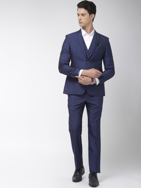 

Park Avenue Blue Self Design Single-Breasted Super Slim Fit Formal Suit