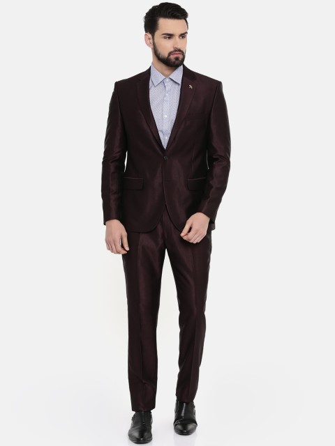 

Parx Men Maroon Solid Regular-Fit Single-Breasted Formal Suit
