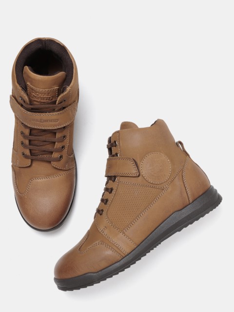 

Royal Enfield Men Brown Perforated Leather Mid-Top Sneakers