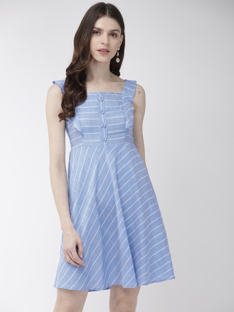 

20Dresses Women Striped Blue & White Fit and Flare Dress