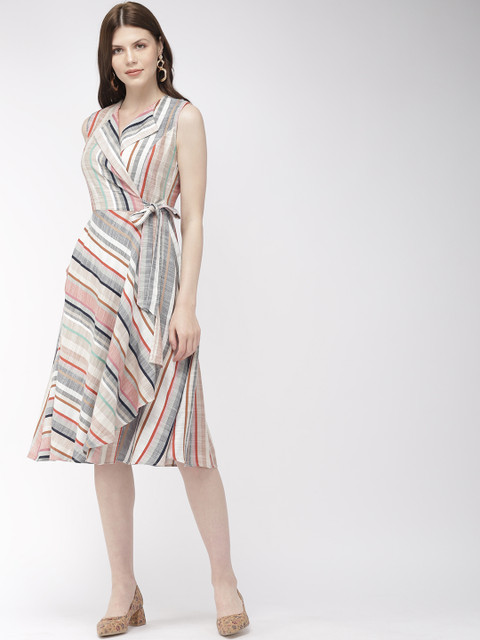 

20Dresses Women Striped Multicoloured Wrap Dress, Multi
