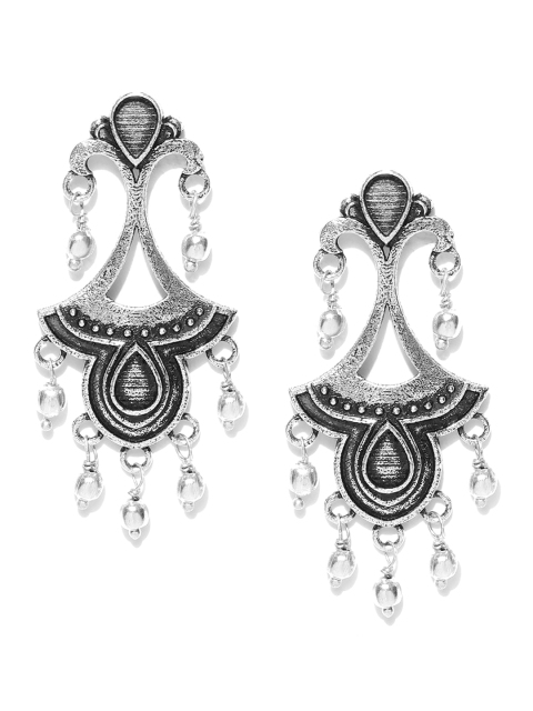 

Infuzze Oxidised Silver-Toned Classic Drop Earrings