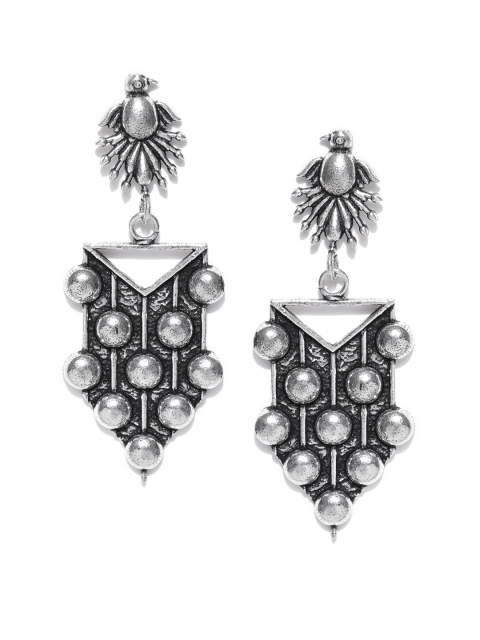 

Infuzze Oxidised Silver-Toned Classic Drop Earrings