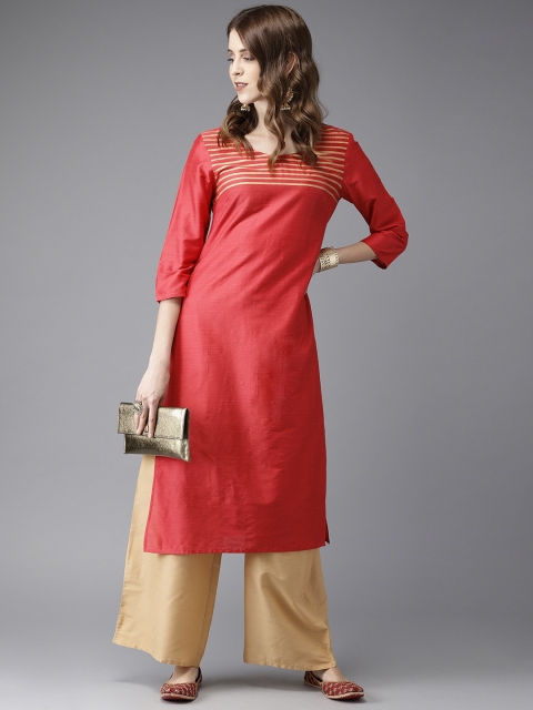 

Anouk Women Pink & Beige Solid Kurta with Palazzos