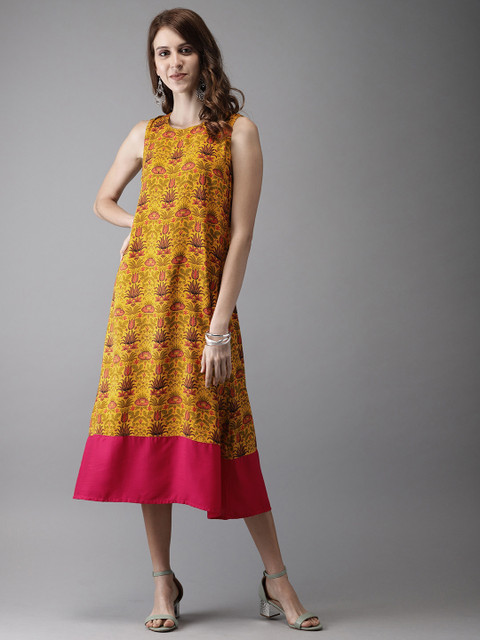 

Anouk Women Yellow Printed A-Line Kurta