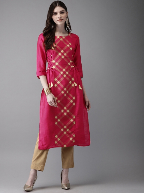 

Anouk Women Pink Foil Printed Straight Kurta