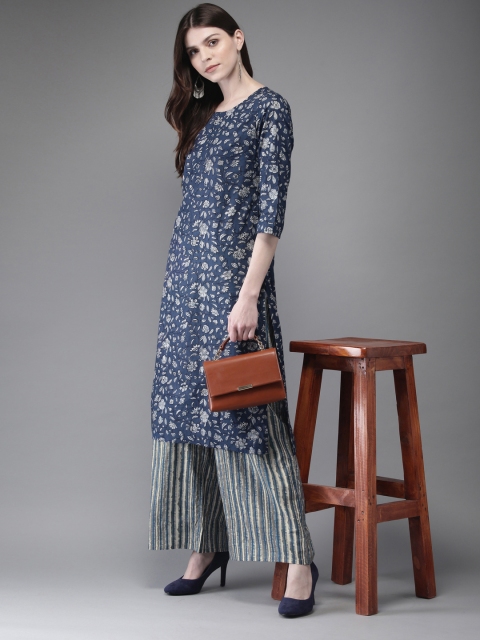 

Anouk Women Blue & White Printed Kurta with Palazzos