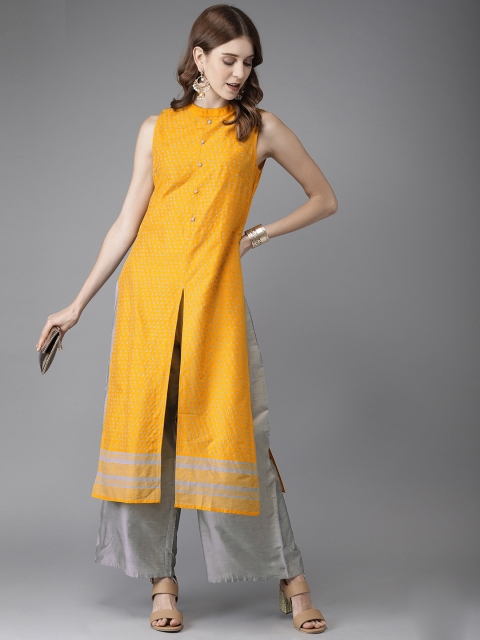 

Anouk Women Mustard & Grey Printed Kurta with Palazzos