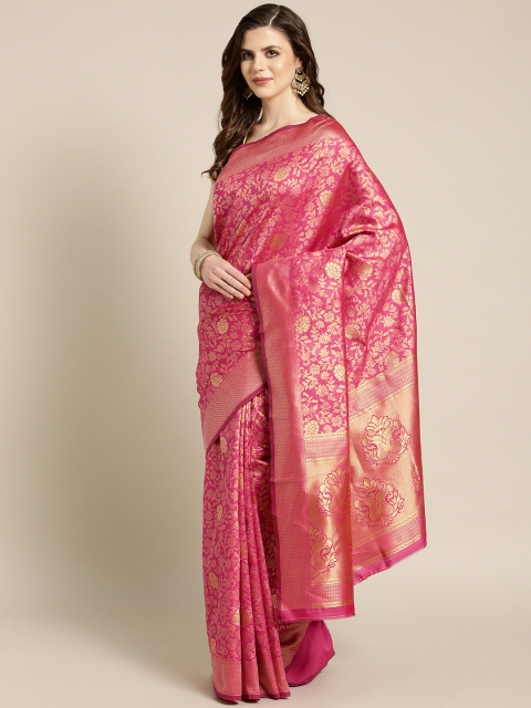 

Ishin Pink & Golden Woven Design Banarasi Saree