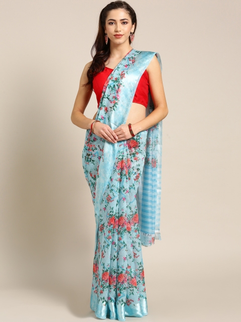 

Ishin Blue & Pink Printed Saree