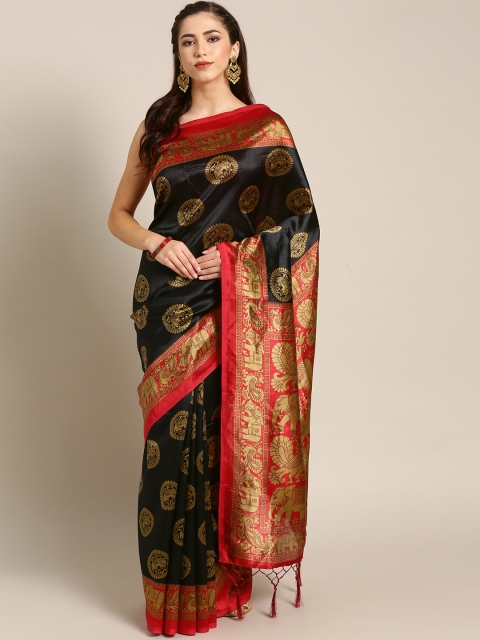 

Ishin Black & Golden Art Silk Printed Saree