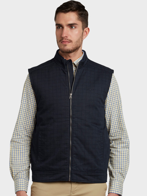 

ColorPlus Men Navy Blue Solid Jacket
