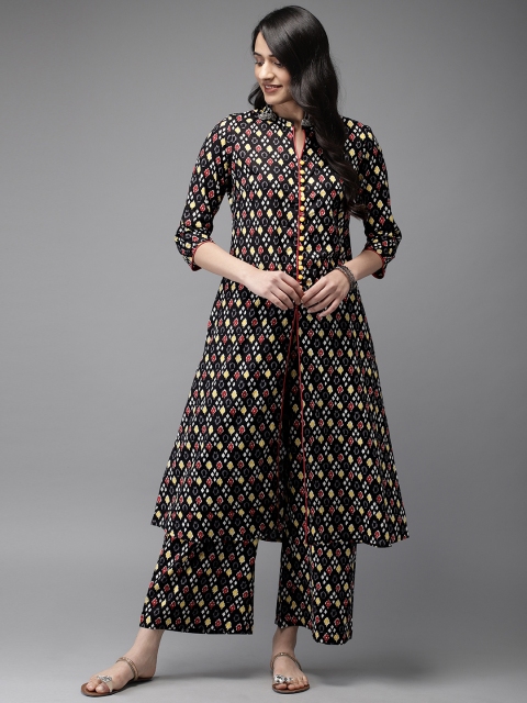 

Anouk Women Black & Red Printed Kurta with Palazzos