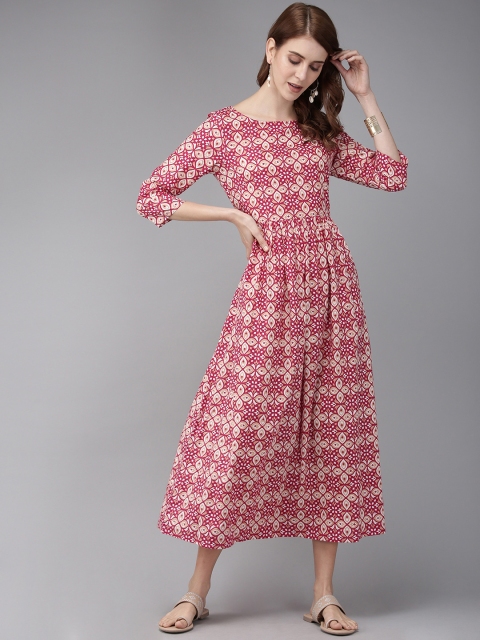 

Anouk Women Pink & White Printed A-Line Kurta